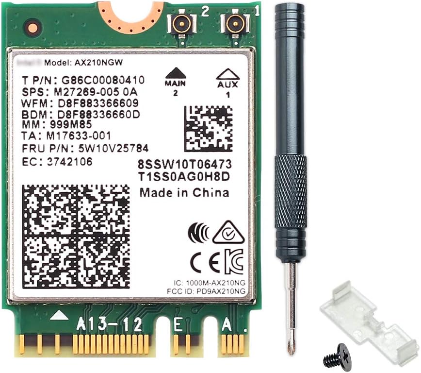 Wi-Fi 6E AX210NGW Wireless WiFi Card BT5.2 M.2 2230 Tri-Band Expands WiFi to 6GHz 160MHz 802.11ax ac MU-MIMO AX210 AX5400Mbps wifi 6E Network Card Better AX200NGW for PC Laptops Only for Windows 10 11