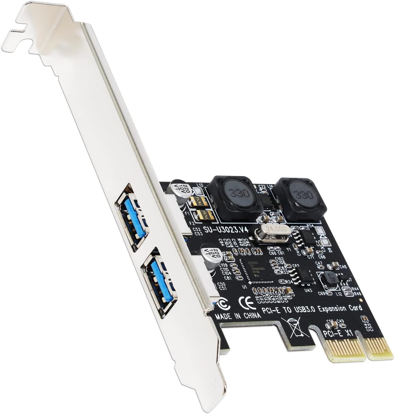 GLOTRENDS U3023 2-Port USB 3.2 Gen1 5Gbps PCIe Expansion Card with Low-Profile Bracket, Compatible with Windows and Linux (Not Support Mac OS)