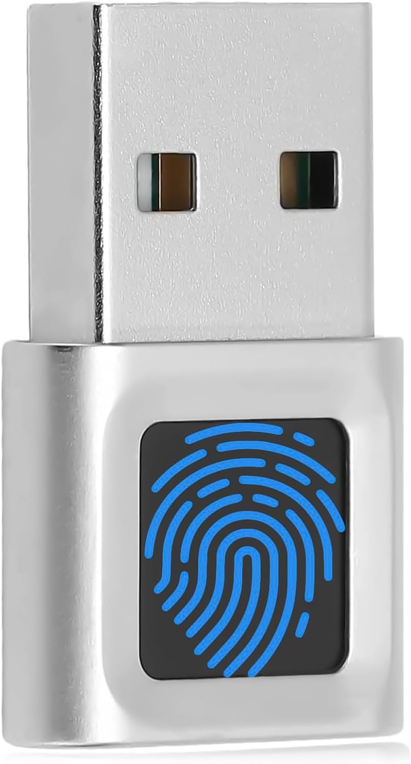 USB Fingerprint Reader Mini Fingerprint Scanner PC Dongle Windows Hello Fingerprint Reader for PC Laptop 360 Degree Touch Speedy Matching Biometric Portable USB Fingerprint Logger for Windows 10/11