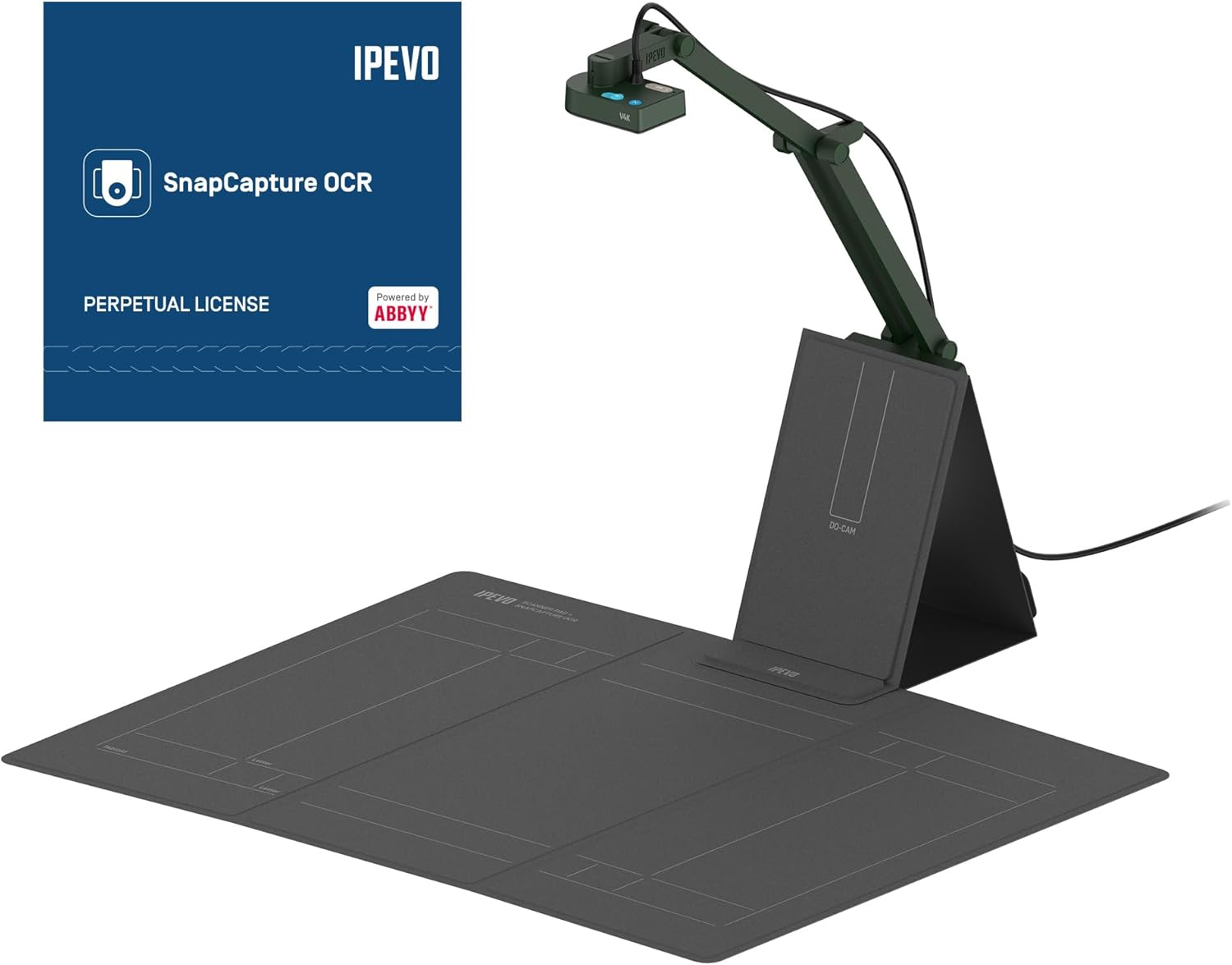 IPEVO V4K-S Document Scanner with AI and OCR for Scanning and Digitization of Books, Business Cards, IDs or Teaching Materials, Book Scanner, Document Camera, Pad and Multilingual OCR Software