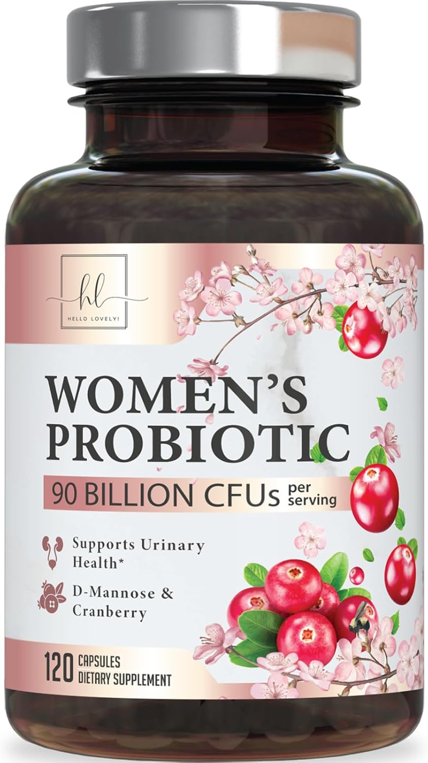 Probiotics for Women with Prebiotics, 90 Billion CFU & 16 Diverse Strains, Cranberry & D-Mannose, Extra Strength Womens Probiotic for Digestive, Vaginal, Urinary & Immune Health Support – 120 Capsules