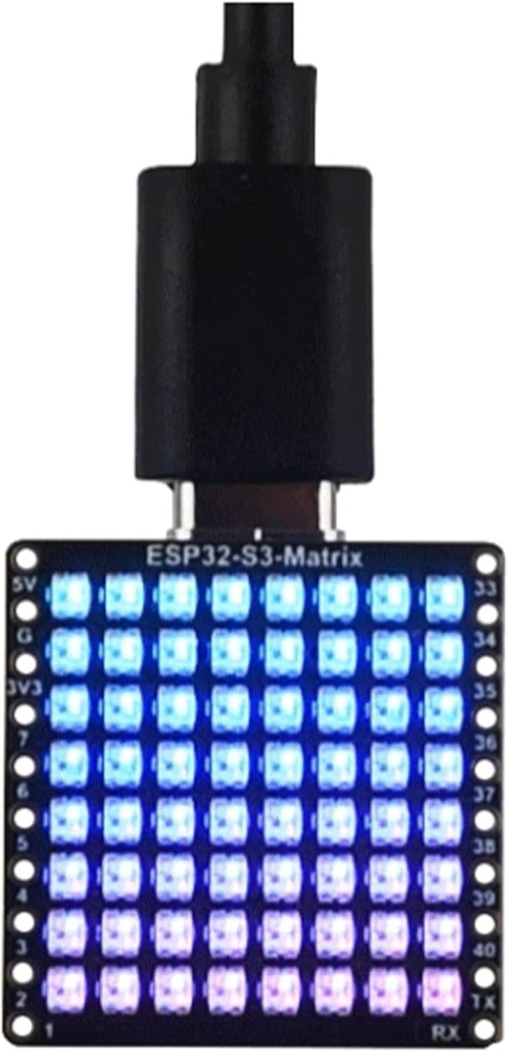 ESP32-S3 Development Board Onboard 8×8 RGB LED Matrix and QMI8658C Attitude Sensor, Supports W-F-i and Blue-Too-th LE,17 × Multi-Function GPIO Pins, Designed for AIoT Applications