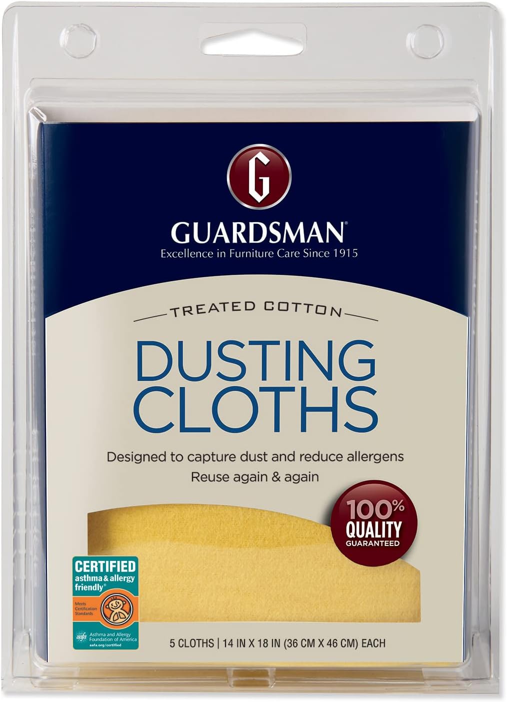 Guardsman Wood Furniture Dusting Cloths – 5 Pre-Treated Cloth – Captures 2x The Dust of a Regular Cloth, Specially Treated, No Sprays or Odors – 462700