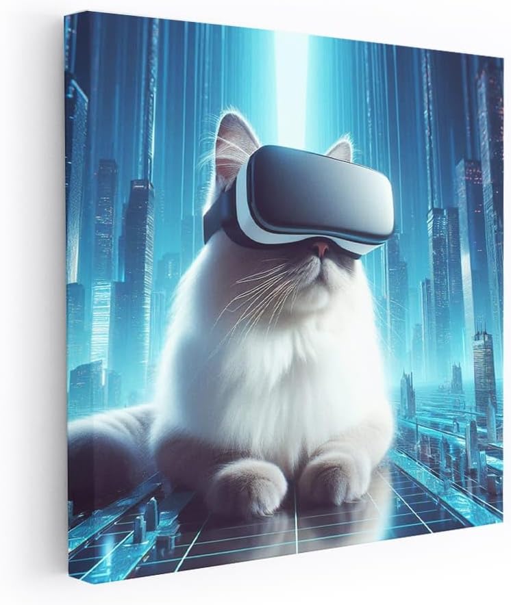 Generic Art Birman In Virtual Reality 4 Canvas Framed Print Poster Paiting [Canvas Framed – 40×30 inch]