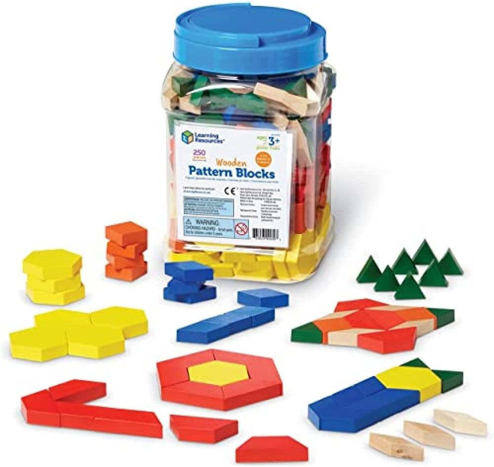 Learning Resources Wooden Pattern Blocks, Early Math Concepts, Set of 250, Ages 3+