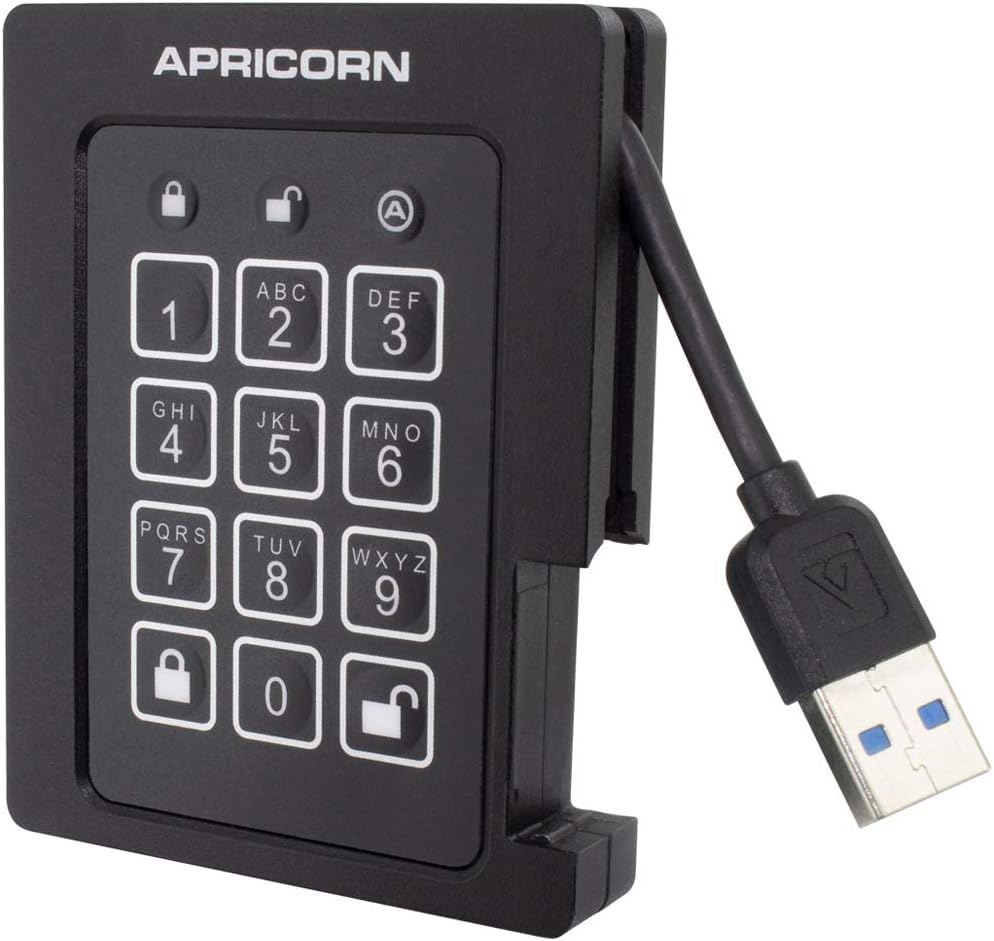 Apricorn Aegis Padlock 480 GB SSD 256-Bit, FIPS 140-2 Level 2 Validated Ruggedized USB 3.0 Encrypted External Portable Drive