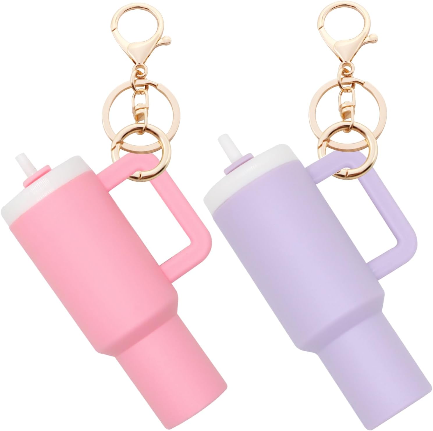 Mini Tumbler Keychain, 2 Pack Cute Mini Cup Keychain Charm for Stanley Cup Accessories Backpack Bag for Women Girls