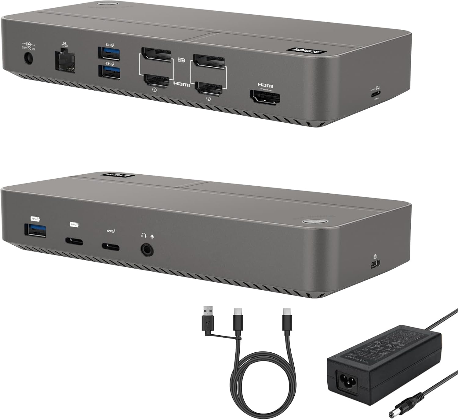 DisplayLink Docking Station Triple Monitors for M1 M2 M3 Mac MacBook pro and USB C/USB A 3.0 Windows Laptops, Dual 4K@60Hz with 3 HDMI,2 DP, USB 3.2 Gen 2, RJ45,130W AC Power Supply