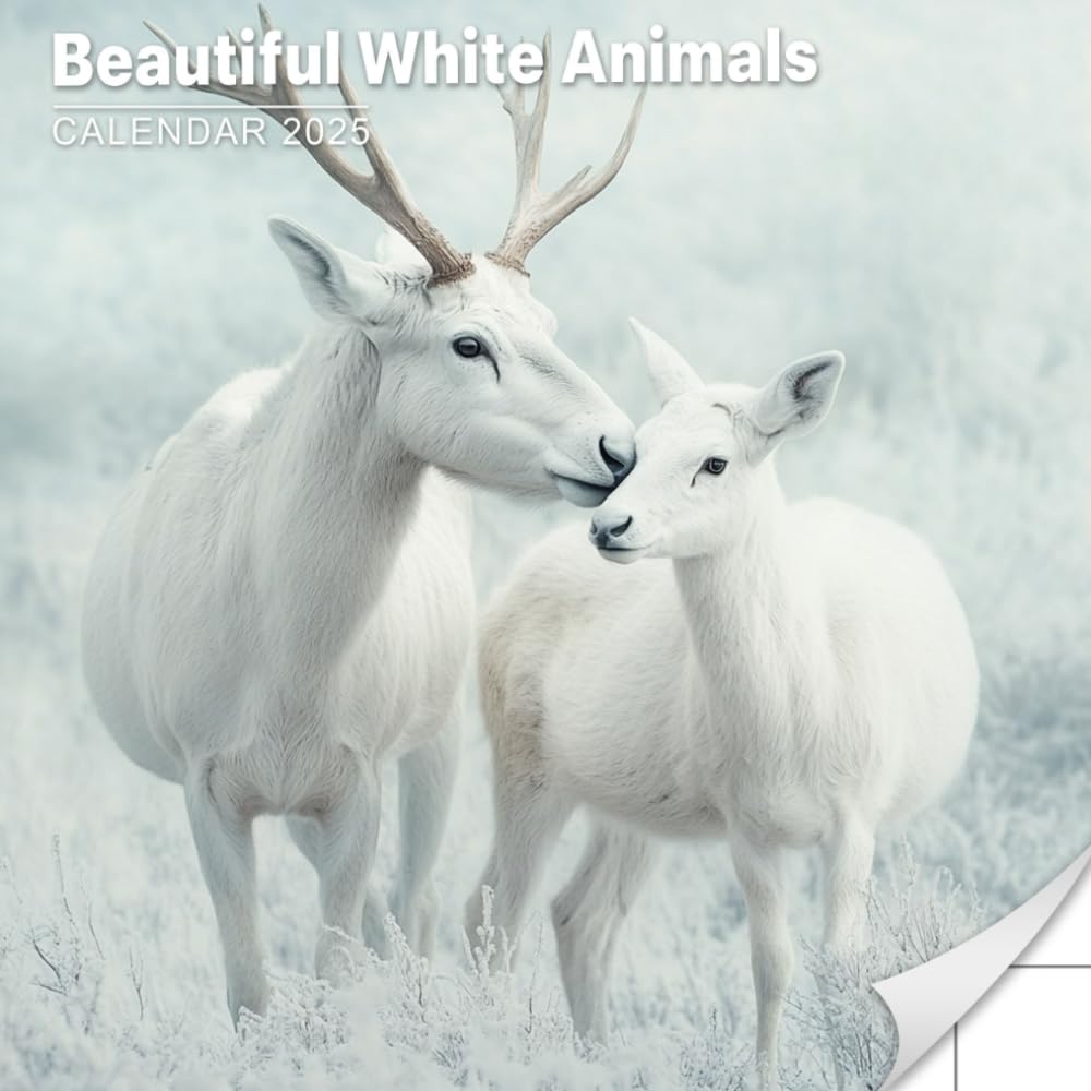 Beautiful White Animals Calendar 2025: A serene collection featuring beautiful white animals