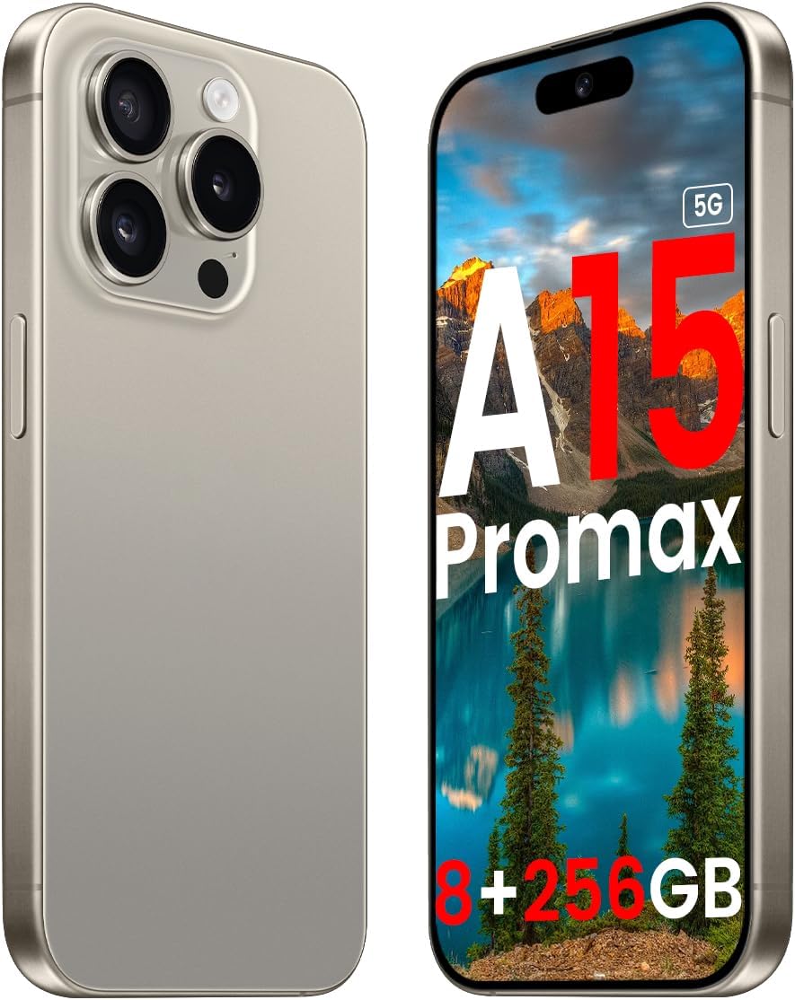 A15 Promax Unlocked 5G Cellphone 2024 Android 13 Phones with 6.8″ FHD Screen Smartphones 48MP+108MP 6800 mAh|Dual SIM|Face ID Snapdragon 8cen2 Android Phone(Grizzly)