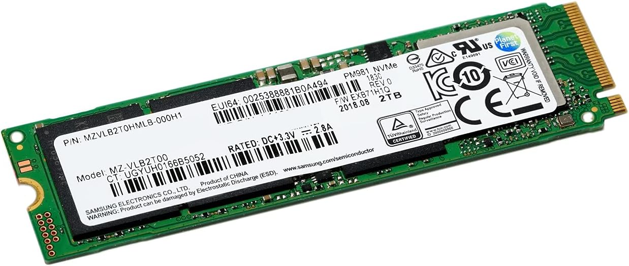 New PM981 SSD MZVLB2T0HMLB 2TB M.2 2280- Pci Express 3.0 X4 (nvme) Solid State Drive. OEM for Hp Spectre x360 2-in-1 Omen New Inspiron XPS 13 15 Pression Asus Lenovo Laptops (2TB NVME SSD)