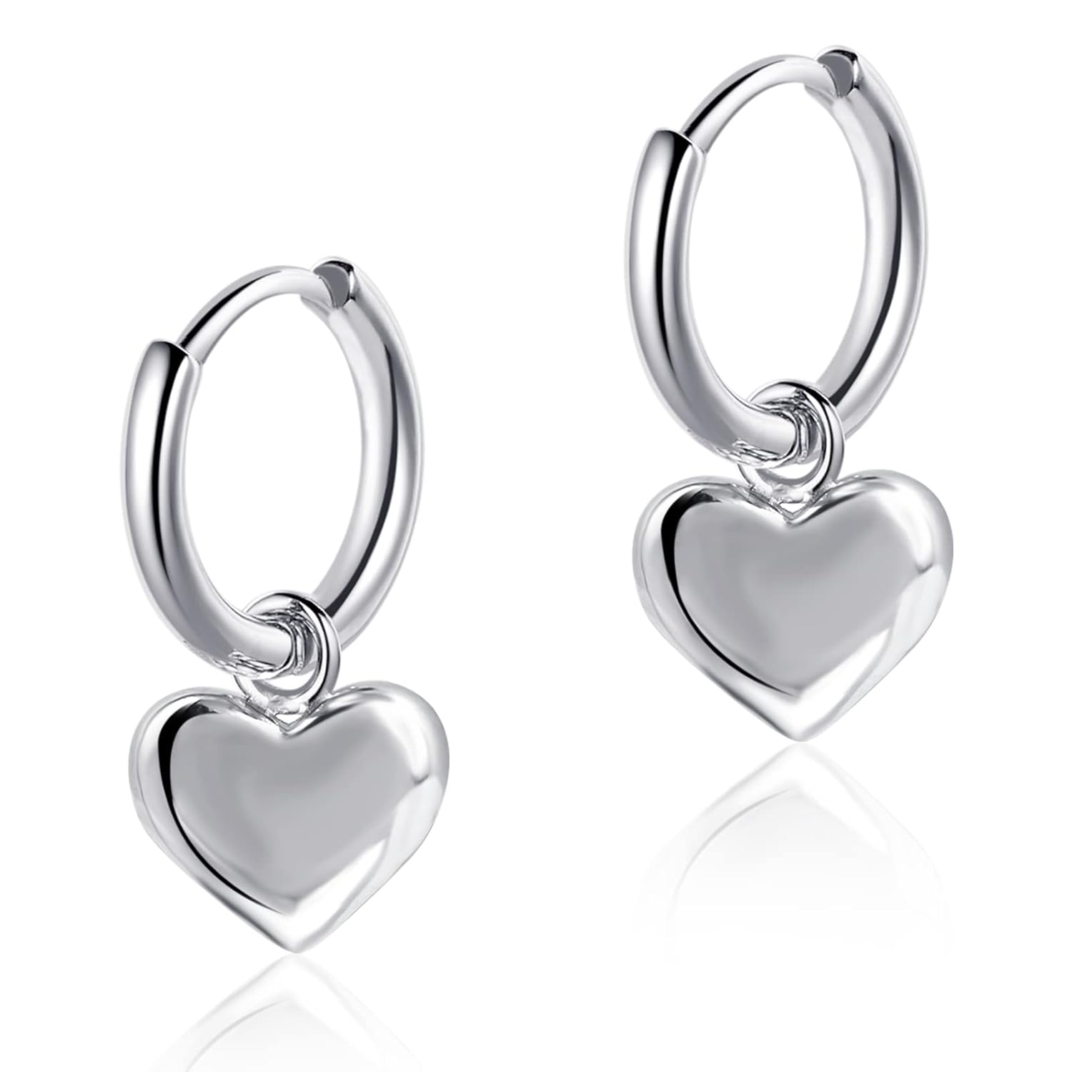 Heart Dangle Earrings Sterling Silver Earrings Hypoallergenic Heart Huggie Hoop Earring for Women Cute Earrings for Teen Gilrs