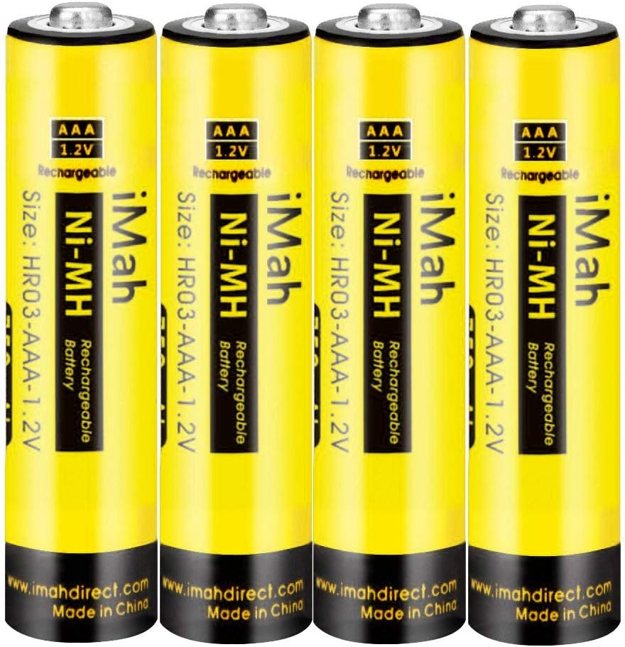 iMah 4-Pack AAA Rechargeable Batteries 1.2V 550mAh Ni-MH, Also Compatible with Panasonic Cordless Phone Battery HHR-55AAABU HHR-75AAA/B, Toys and Outdoor Solar Lights