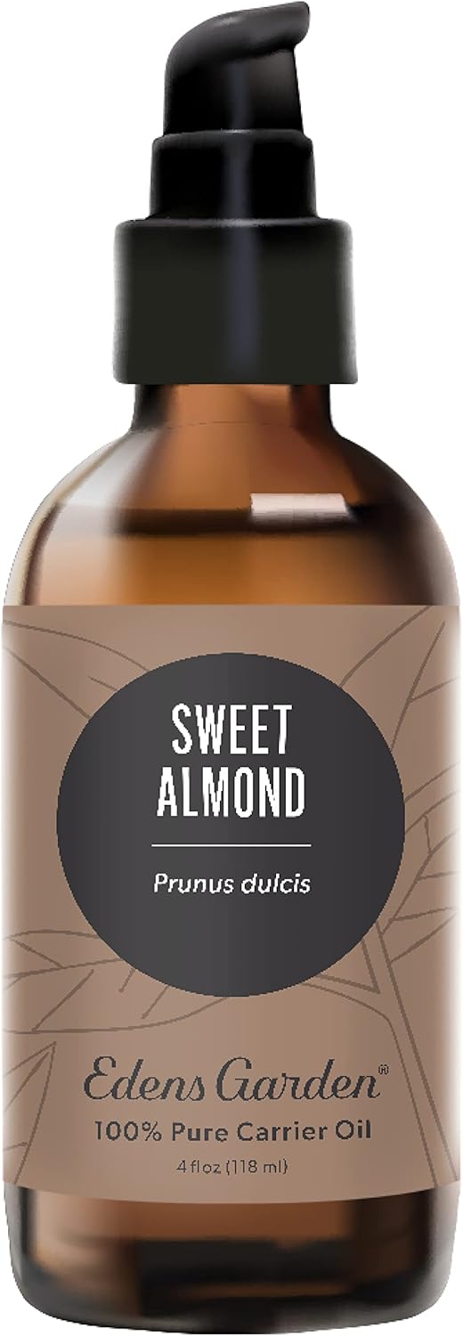 Edens Garden Sweet Almond Carrier Oil- 100% Pure Premium Cold Pressed & Hexane Free, Natural Moisturizer For Face, Lips, Skin, Hair, Body & Nails, Massage & Diluting Essential Oils 118 ml (4 fl oz)