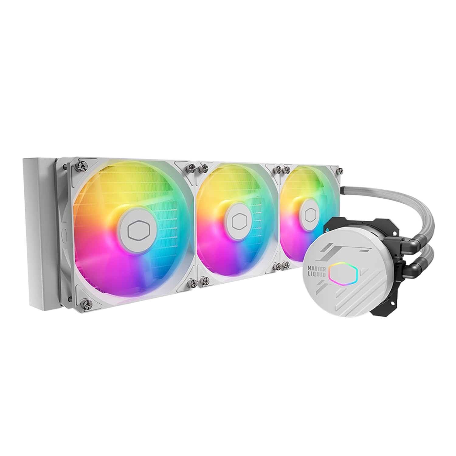 MASTERLIQUID 360L Core ARGB AIO CPU Liquid Cooler, Water Cooling System, 3 x120mm ARGB Fans, 360mm Radiator Compatible with AMD Ryzen AM5/AM4/Intel LGA 1851/1700/1200/1151 | White