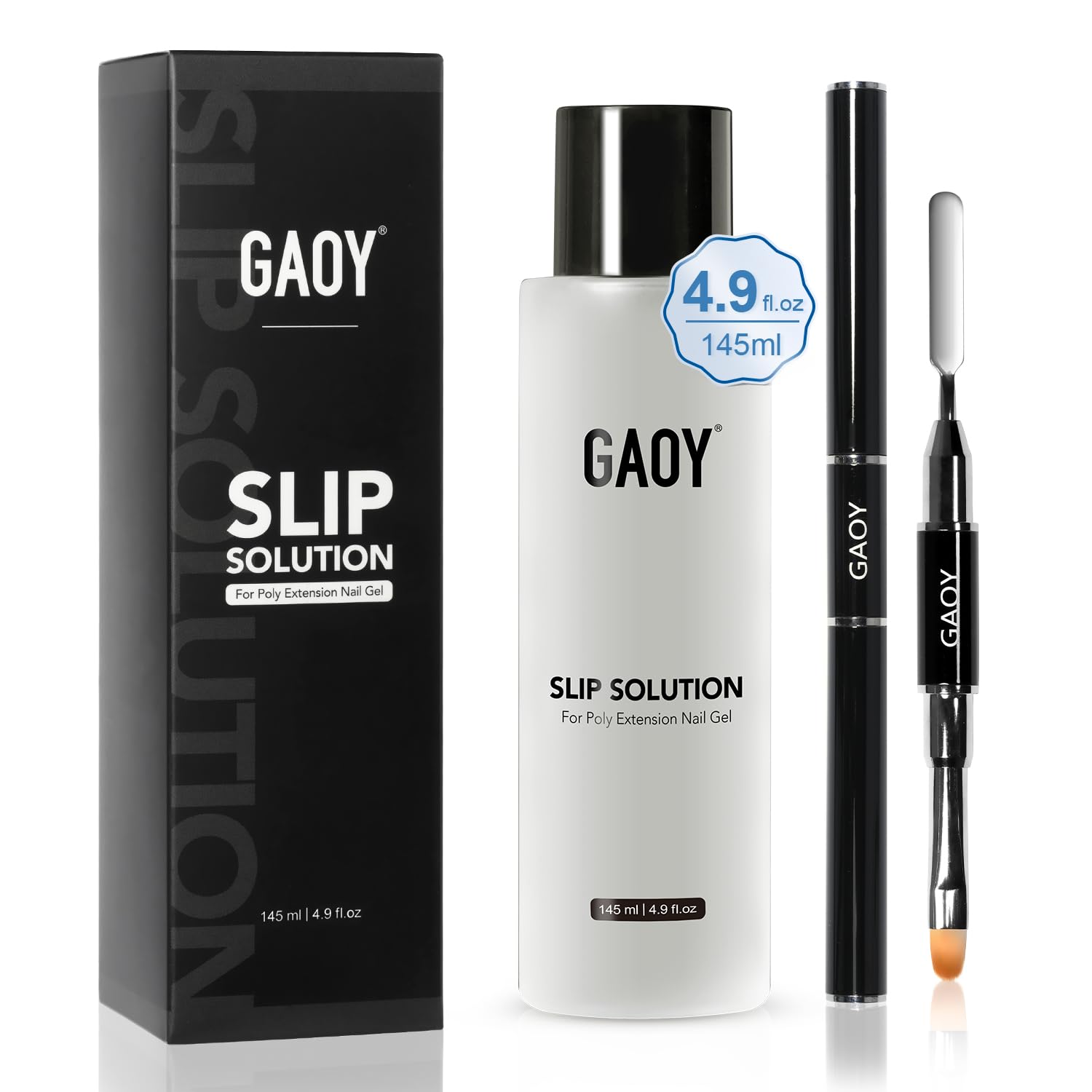 GAOY Slip Solution Set for Poly Gel Nails, 145ml Anti-stick Gel Liquid with Nail Art Brush, for Building Extension Gel Nails