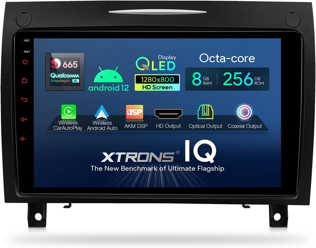 XTRONS Car Stereo for Mercedes Benz R171 SLK350, Android 13 Qualcomm Octa Core 8GB+256GB Car Radio, 9 Inch QLED Touch Screen GPS Navigation for Car Bluetooth Head Unit DSP Car Play Android Auto