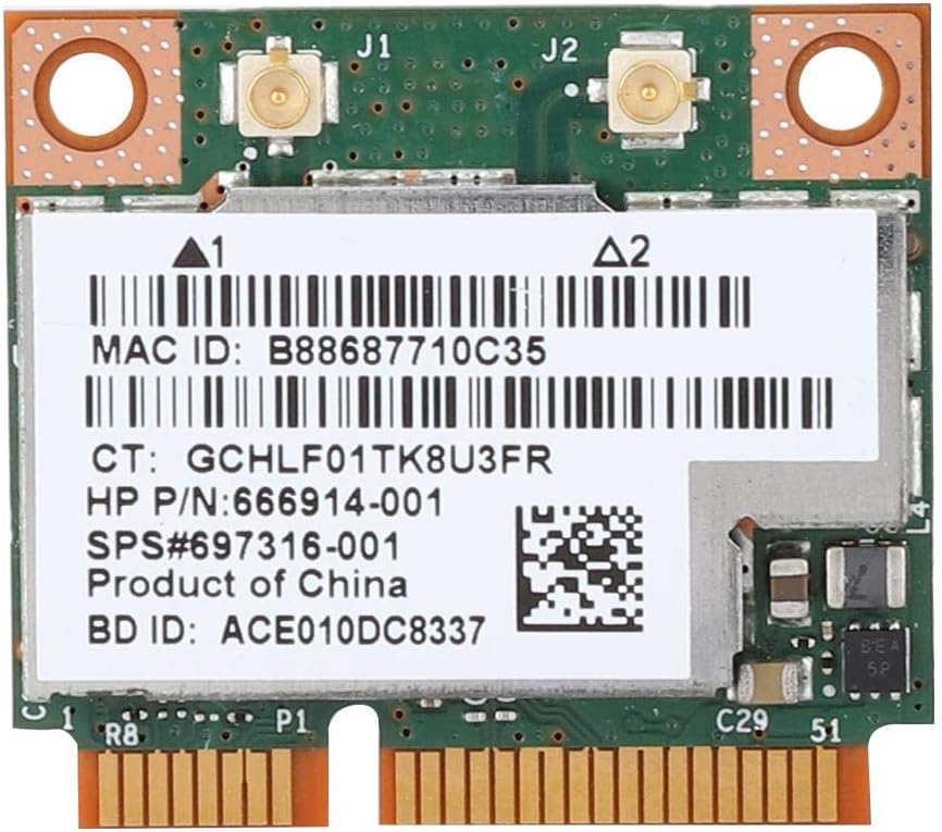 ASHATA Band Network Card for HP for Broadcom BCM943228HMB,2.4G/ 5G Bluetooth 4.0 Band 300M Mini PCI-e LAN Card,Support 802.11a/b/g/n up to 300Mbps