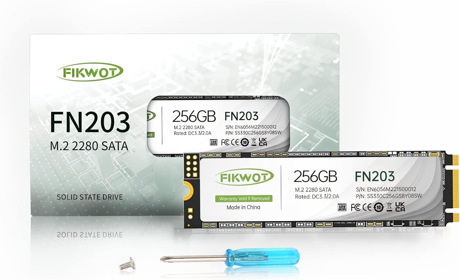 FN203 M.2 SATA SSD – SLC Cache 3D NAND TLC SATA III 6Gb/s M.2 2280 NGFF Internal Solid State Drive, Up to 550MB/s, Compatible with Ultrabooks, Tablet Computers and Mini PCs (256GB)