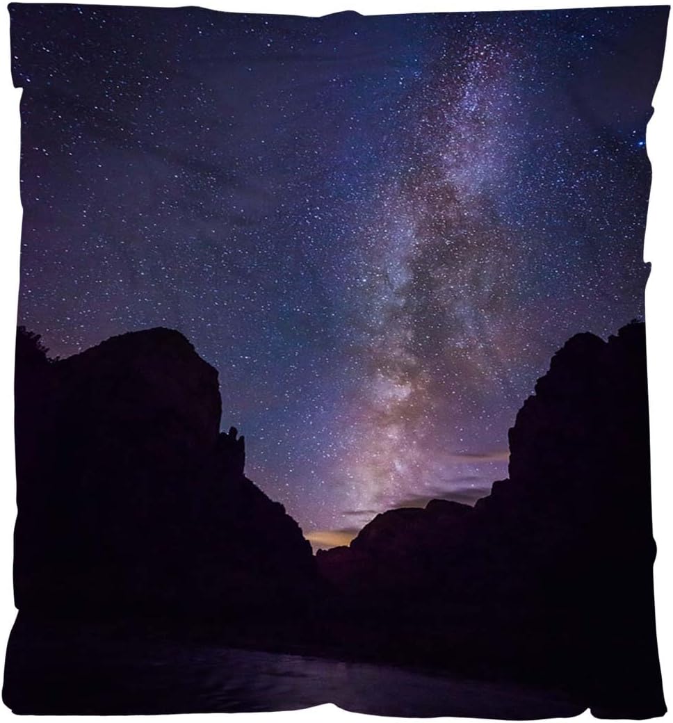 Canyon Blankets Soft Lightweight Flannel Throw Blanket Milky Way Stars Over Canyon Cliffs Zion National Park Utah Warm and Cozy Throws for Bedding,Couch,Sofa and Gift 66inx90in