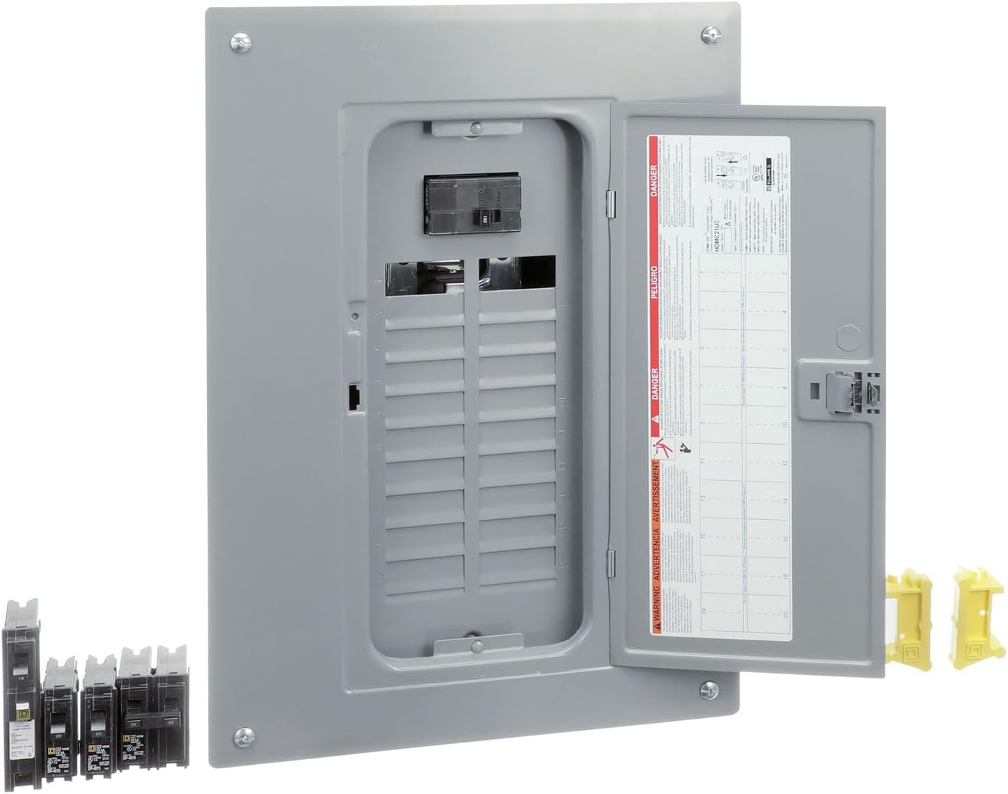 Square D – HOM2040M100PC1AVP Homeline 100-Amp 20-Space 40-Circuit Indoor Main Plug-On Neutral Breaker Load Center- Value Pack With Cafi Breakers