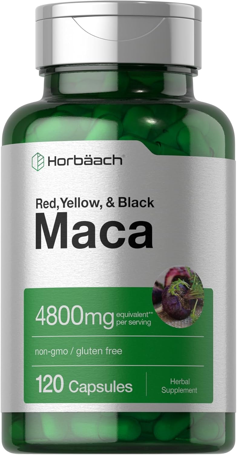 Horbäach Maca Root Capsules for Men and Women | 120 Pills | High Potency Extract | Non-GMO and Gluten Free Formula