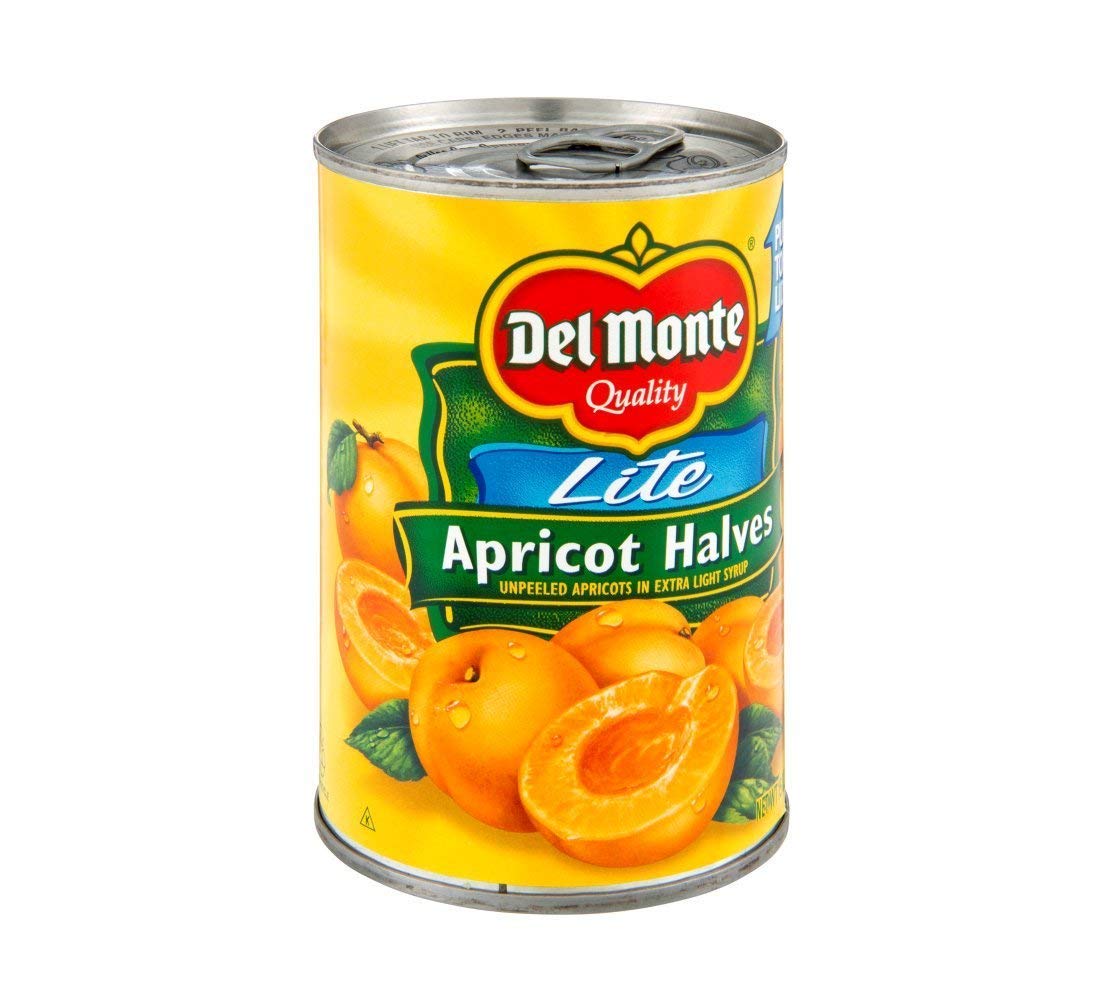 DEL MONTE Lite Apricot Halves in Extra Light Syrup, Canned Fruit, 15 oz can(12 Pack)