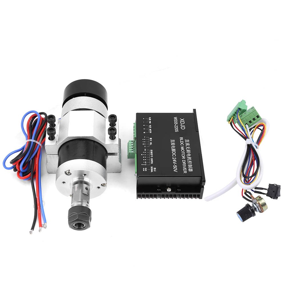 Brushless Motor High Speed CNC Spindle Motor with Driver and Clamp for Water Pump & Fan Control System, ER16 DC 48V 500W