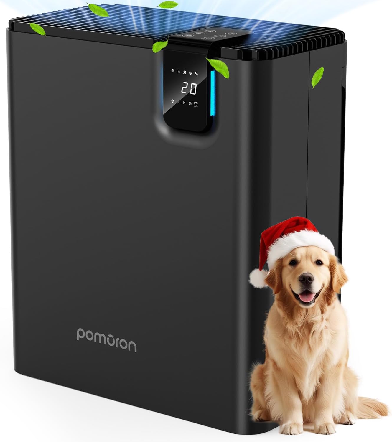 POMORON Air Purifiers for Home Large Room Up to 2500Ft² with Air Quality Sensor&Auto Mode, UV Light, H13 HEPA Air Purifiers Filter 99.97% of Pollen Allergies Smoke Pet Dander for Bedroom, Black