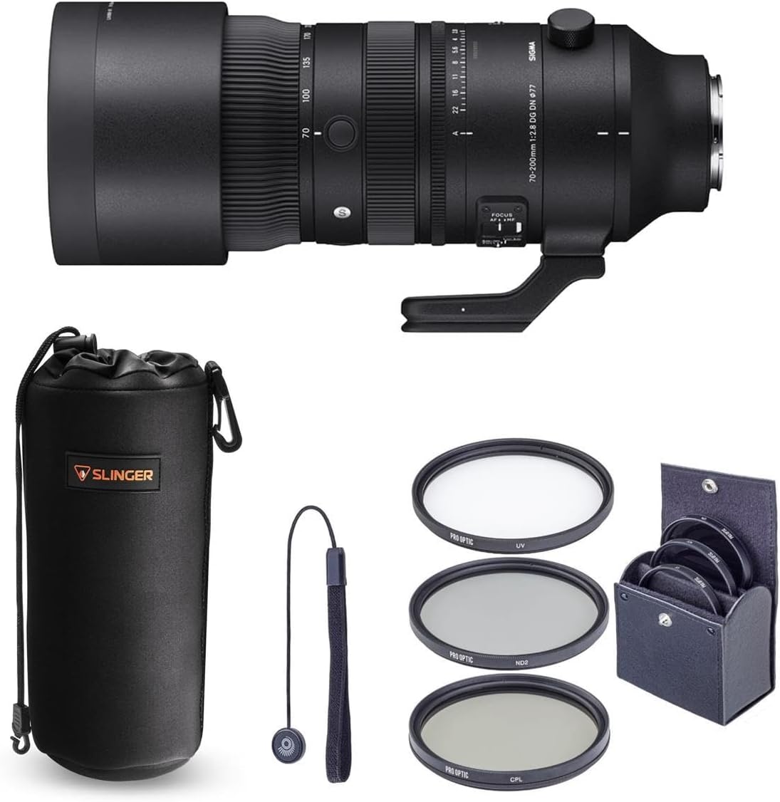 Sigma 70-200m f/2.8 DG DN OS Sports Lens for Sony E Bundle with Lens Case + Filter Kit + Lens Cap Tathr