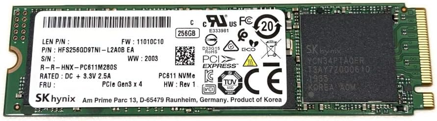 Hynix SK SSD 256GB PC611 M.2 2280 PCIe Gen3 x4 NVMe HFS256GD9TNI Solid State Drive