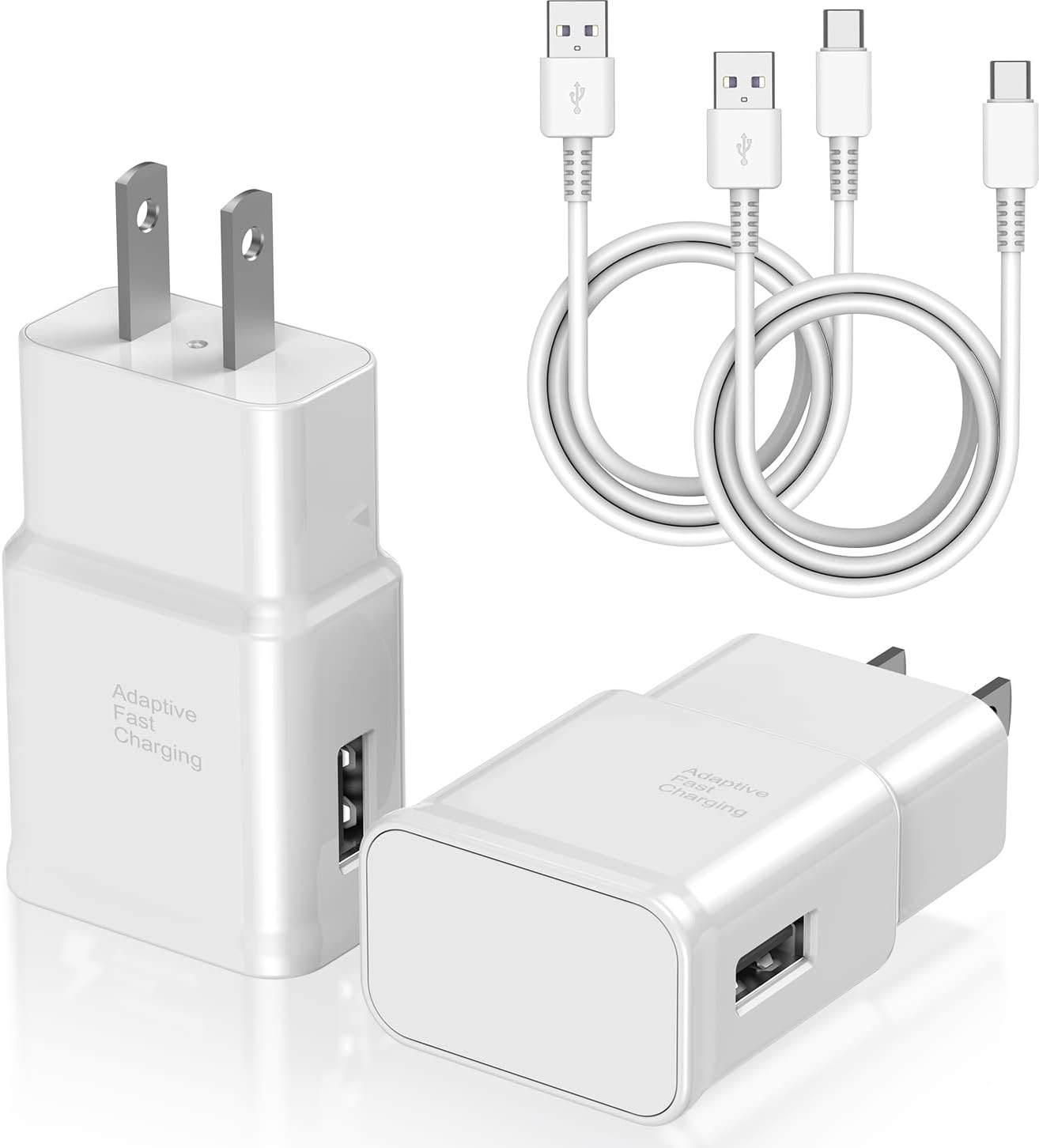 Type C Charger Fast Charging, 2 Pack USB C Android Phone Wall Charger Block & 10ft Charge Cable Cord, for Samsung Galaxy S8 / S9 / S10 Plus Active S10e, S20 / S21 Ultra Plus, Note 8 9 10, Pixel 3 etc