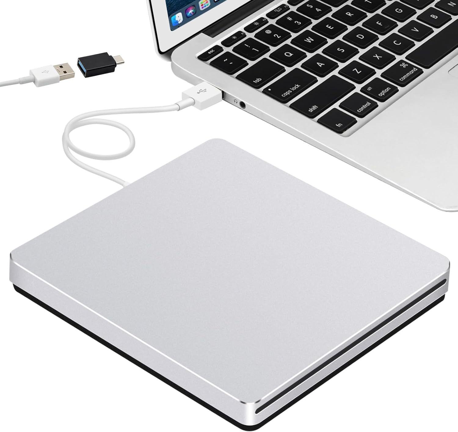 Guamar External CD/DVD Drive for Laptop USB 3.0 Superdrive for Apple, Slot-in CD Drive for Mac, Portable CD Burner Reader Optical Disk Drive DVD Player for PC MacBook Windows