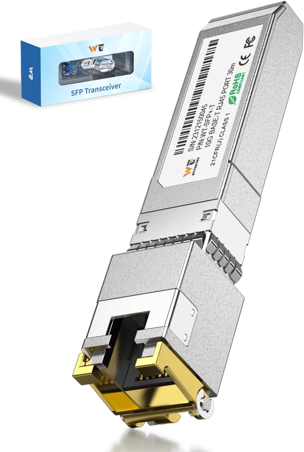 1.25/2.5/5/10G-T SFP+ to RJ-45 Transceiver, 10G Copper SFP+ CAT6a Module, Auto-Negotiation, Up to 30m, for Cisco SFP-10G-T-S, Ubiquiti UniFi UF-RJ45-10G, Meraki, TP-Link, Mikrotik, Netgear and More