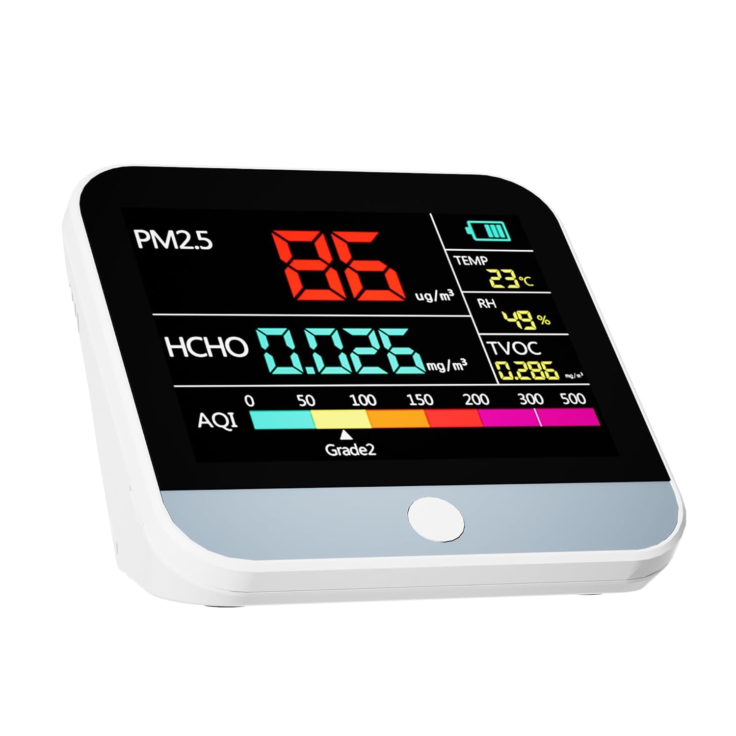 Professional 8-in-1 Indoor Air Quality Monitor -Portable PM2.5/PM10/PM1 Detector with AQI, Temperature, Formaldehyde, Humidity, TVOC, Ideal for Clean Air Monitoring in Confined Spaces