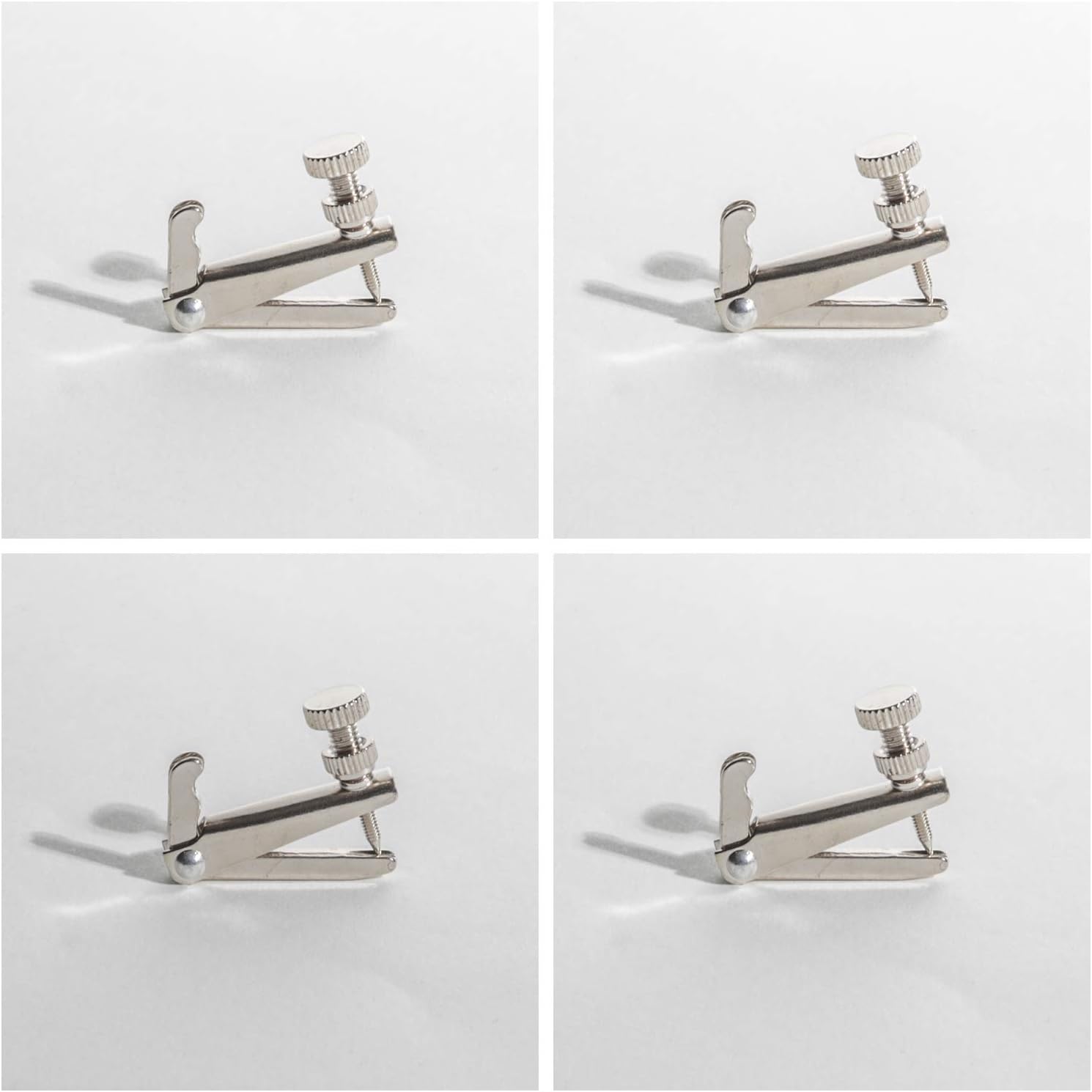 MI&VI Violin Fine Tuners – Stainless Steel Adjusters, Silver, 4Pcs (1/2-1/4 Size)