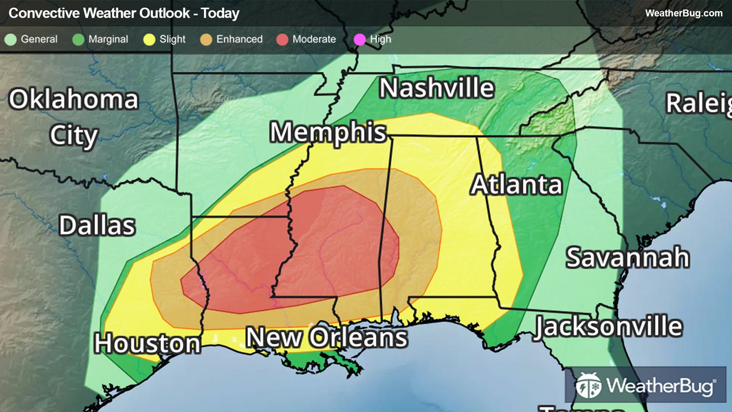 Tornado Outbreak Eyes Deep South, Southeast