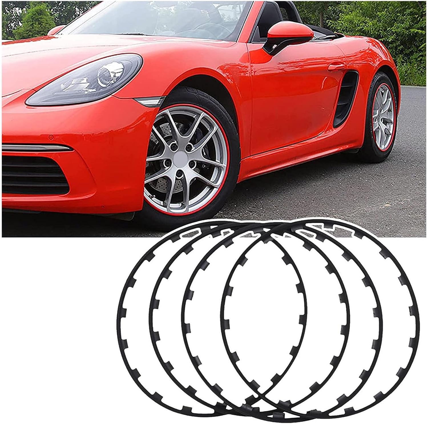 16-20in Car Rims Edge Trim Protector Wheel Protection Ring, Set of 4 Rim Protector Car Protection Tire Trim Rings, Automotive Wheel Anti-Scratch Protector(Size:17 inch,Color:Black)