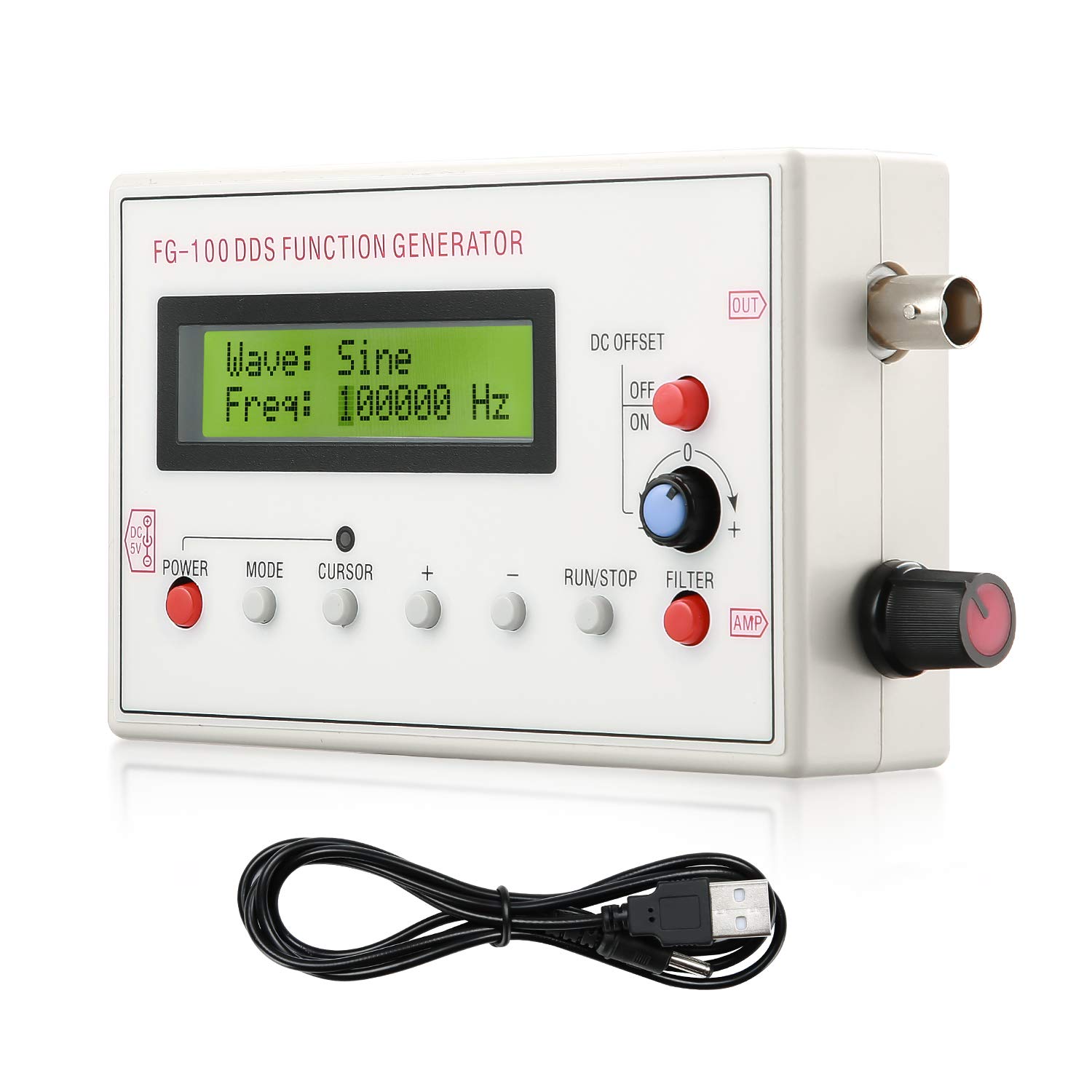 1HZ-500KHZ DDS Functional Signal Generator, Seesii DDS Function Low Frequency Signal Generator Sine/Triangle/Square/Sawtooth Waveform