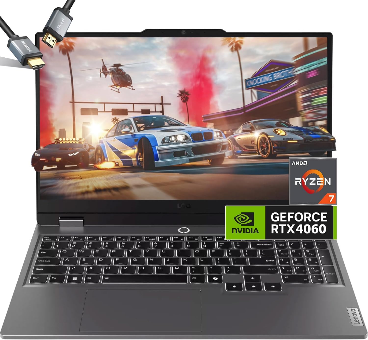 Lenovo LOQ Gaming Laptop 2024 – RTX 4060 – AMD Ryzen 7 7435HS – 15.6inch FHD IPS Display 144Hz – Backlit Keyboard – Windows 11 – Computadora Gamer Laptop – HDMI Cable (32GB RAM |1TB PCIe SSD)