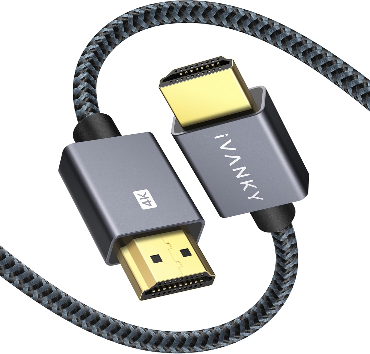 IVANKY 4K HDMI Cable 6.6 ft, High Speed 18Gbps HDMI 2.0 Cable, 4K HDR, 3D, 2160P, 1080P, Ethernet – Braided HDMI Cord 32AWG, Audio Return(ARC) Compatible MacBook Pro 2021, UHD TV, Blu-ray, Projector