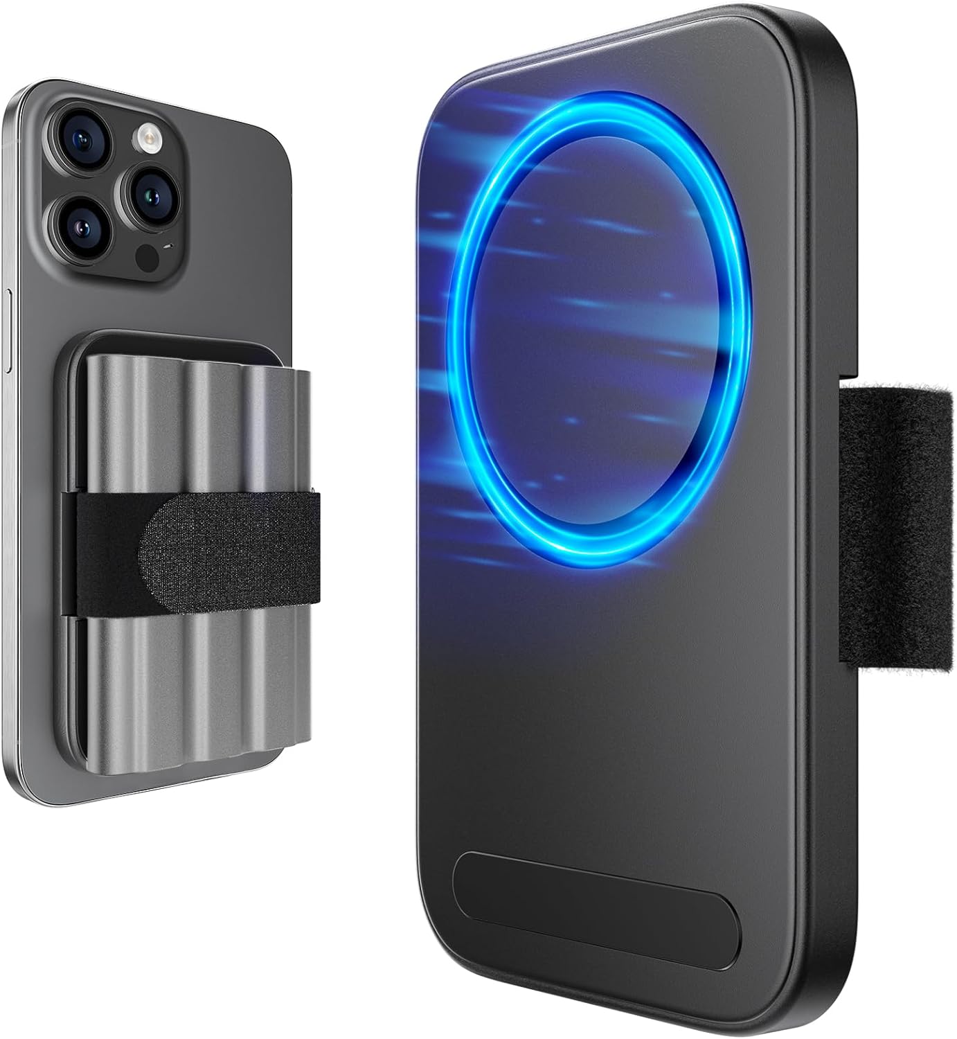 JSAUX Magnetic SSD Clip Designed for iPhone 16 15 Pro & Pro Max, Filming Accessories for Recording ProRes to SSD & M.2, with Adjustable Velcro Strap and Powerful Magnet to Hold External Storage-Basic