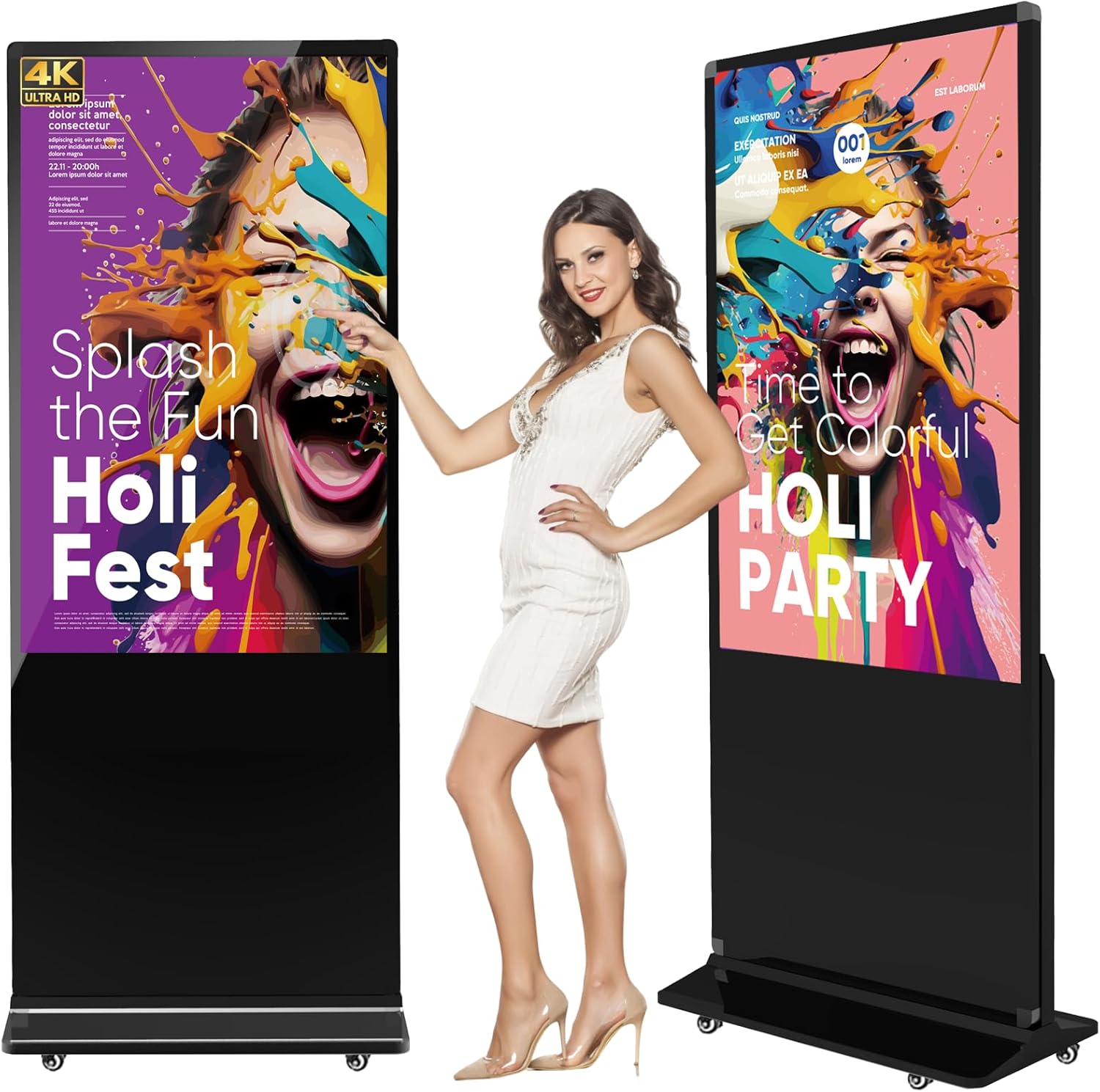 55 inch Floor Stand Digital Signage Displays Touch Screen 4K 3840 * 2160 Pixels LCD Display Android OS Totem CMS Manipulation Indoor Information Interactive Advertising Kiosk Player