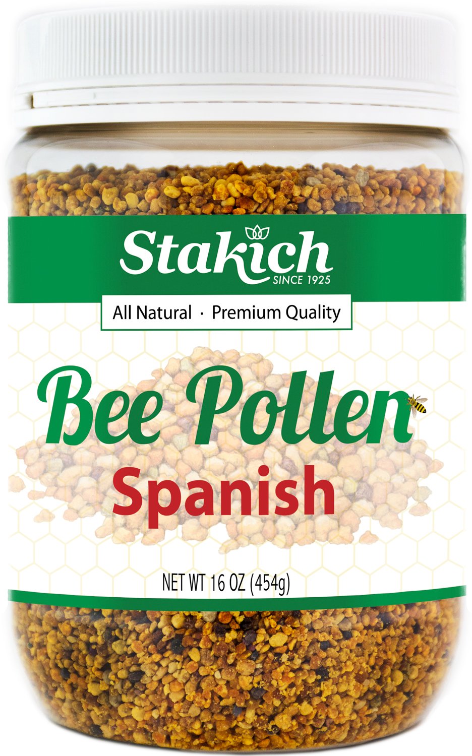 Stakich Spanish Bee Pollen Granules – 1 Pound (16 Ounce) – Pure, Natural, Unprocessed