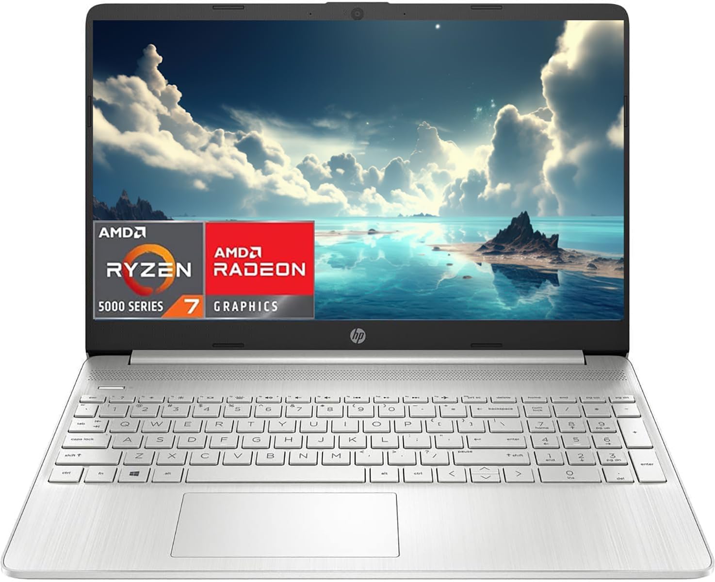 HP 2023 Newest 15.6″ Laptop, AMD Ryzen 7 5700U (Beats i7-1265U), 16GB RAM, 512GB SSD, HD Micro-Edge Display, AMD Radeon Graphics, Thin & Portable, Wi-Fi 6, Bluetooth, Windows 11 Home, ‎Natural Silver