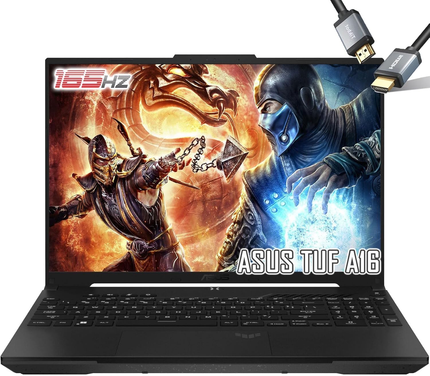 ASUS TUF Gaming A16 Laptop -16inch WUXGA Display 165Hz 100% sRGB – AMD Ryzen7 7735HS Beat i7-12650H – AMD Radeon RX7600S Beat RTX 4060 – Backlit Keyboard – HDMI Cable (64GB RAM |4TB PCIe SSD)