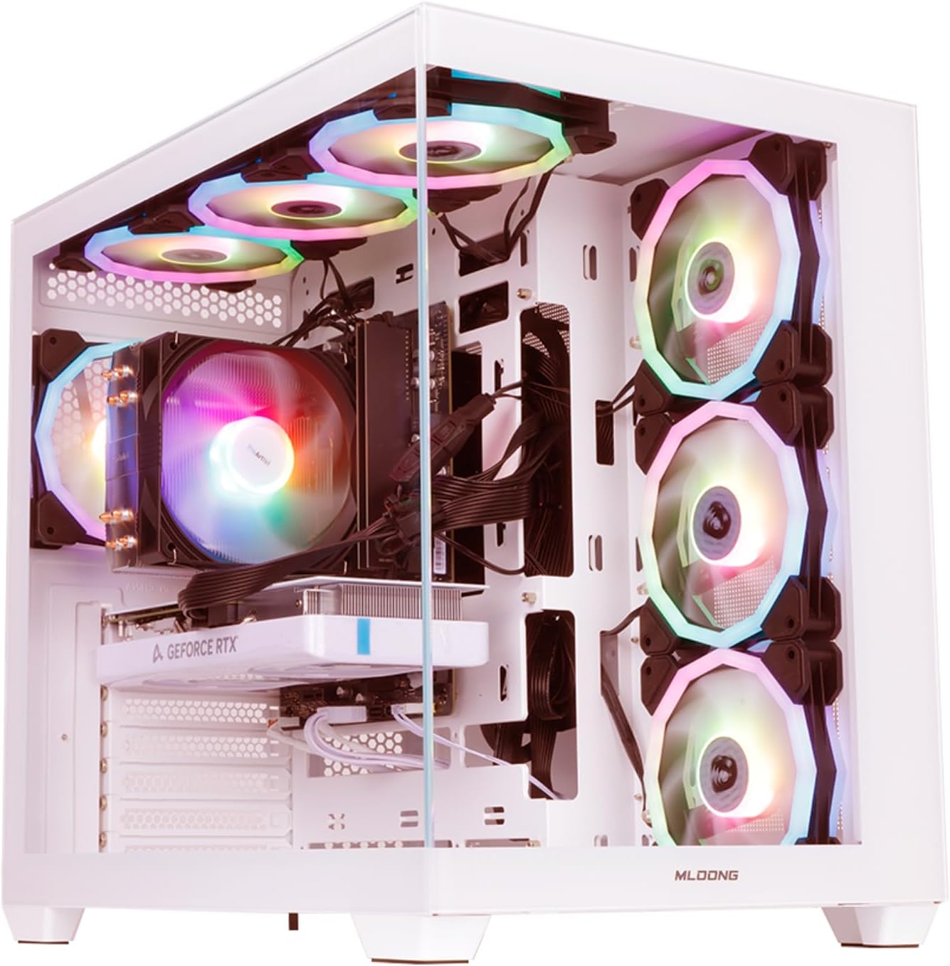 Frozen Phantasm Gaming PC,AMD Ryzen 5 5600 4.4 GHz,GeForce RTX 4060 8GB Desktop Computer,1TB NVMe SSD,16GB DDR4 3200MHz, Air Cooled Prebuilt,600W PSU,Windows 11 Home & AI Powered Gamer PC