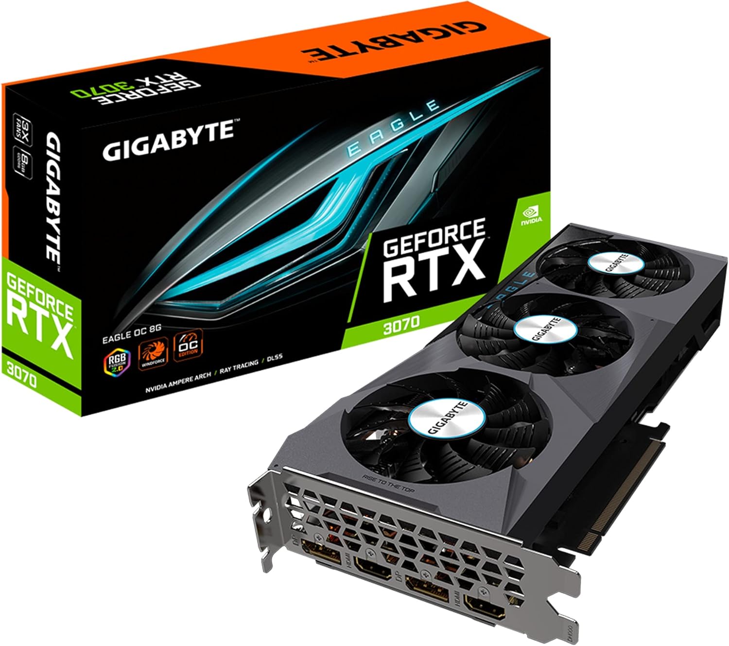 Gigabyte GeForce RTX 3070 Eagle OC 8G (REV2.0) Graphics Card, 3X WINDFORCE Fans, LHR, 8GB 256-bit GDDR6, GV-N3070EAGLE OC-8GD Video Card