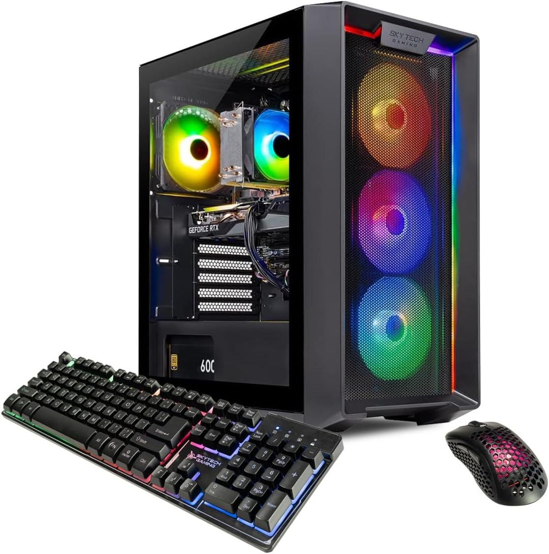 Skytech Gaming Nebula Gaming PC Desktop – AMD Ryzen 5 5600X 3.7 GHz, NVIDIA RTX 4060 Ti, 1TB NVME SSD, 16GB DDR4 RAM 3200, 600W Gold PSU, 11AC Wi-Fi, Windows 11 Home 64-bit,Black