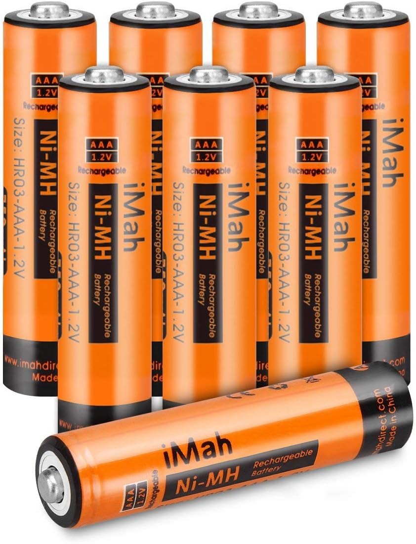 iMah 1.2V 750mAh Ni-MH AAA Rechargeable Battery for Panasonic Cordless Phones, Also Replace 300mAh BK30AAABU 400mAh BK40AAABU 550mAh HHR-55AAABU 630mAh HHR-65AAABU and 750mAh HHR-75AAA/B (8-Pack)